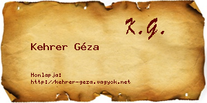Kehrer Géza névjegykártya